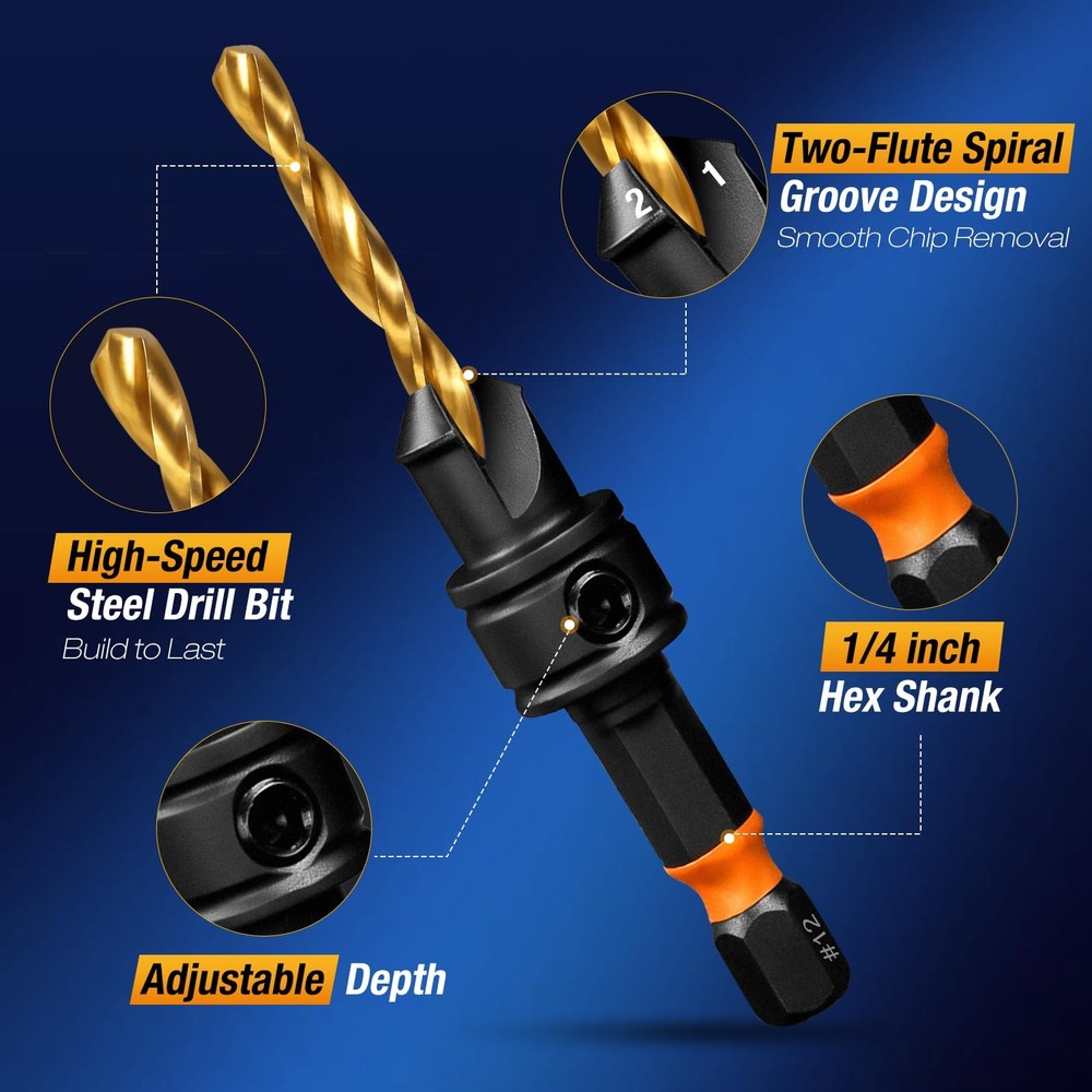 Lmutexyi Countersink Drill Bit Set, 11pcs Bits#4, #6, #8,...