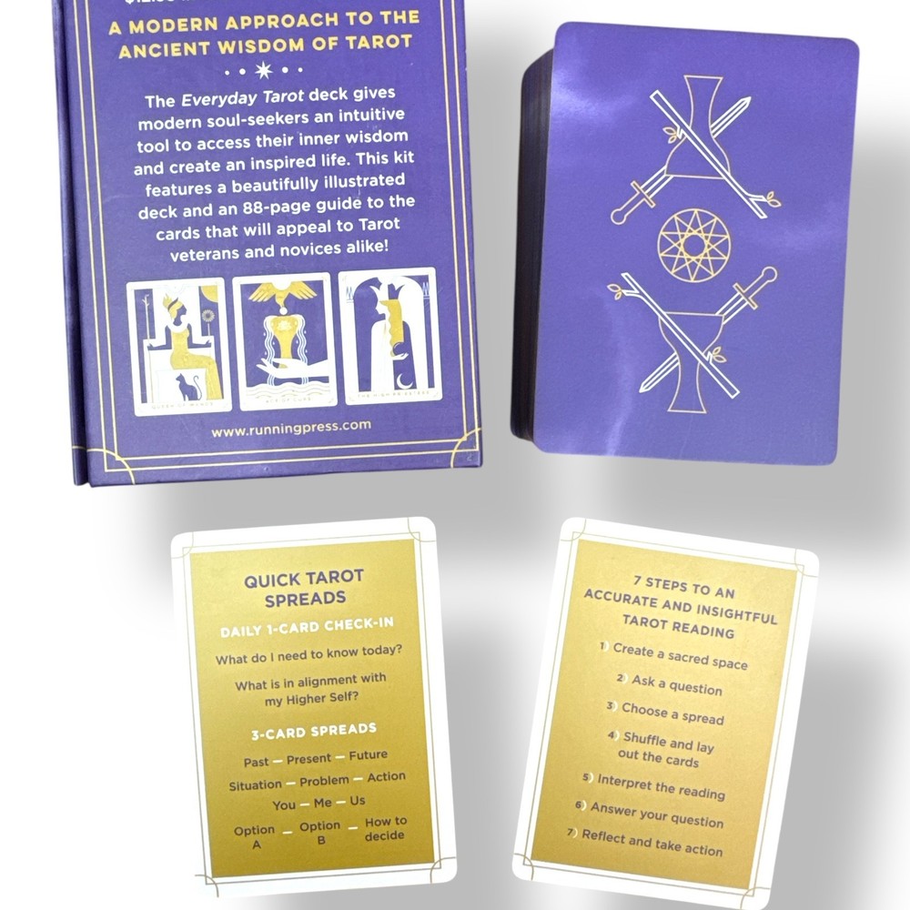 Everyday Tarot Card Deck & Guidebook Set Modern Illustrated Divination Kit