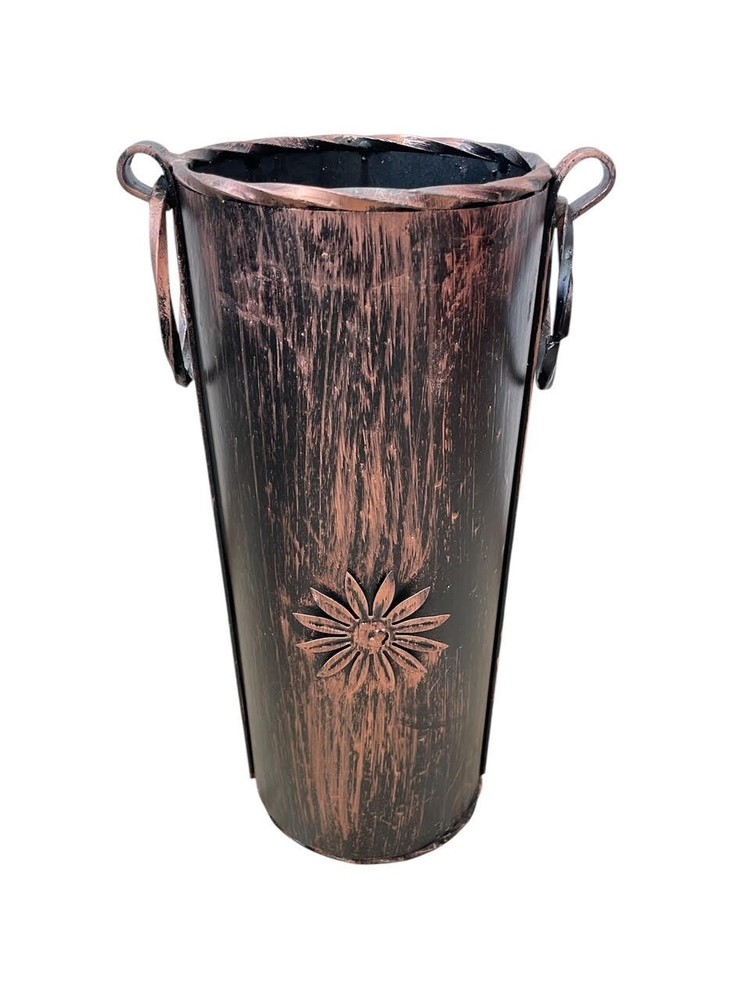 Copper Wrought Iron Fireplace Tool Holder BBQ Accessory Container