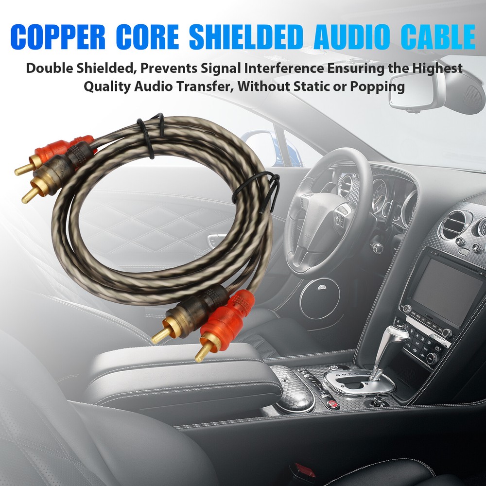 2pcs 4 Ft Rca Cables 2 Channel Shielded Twisted Interconnect Car Audio Amp Cable