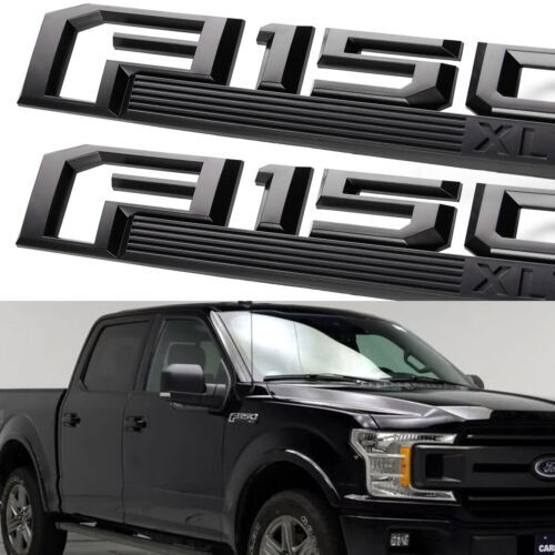 2PCS Fender Side Emblem Fit For F150 XLT Emblem Matte Black 15-20 Truck Badge US