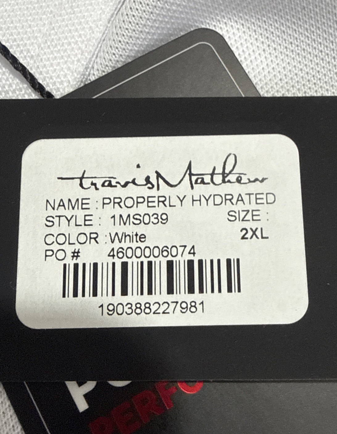 Travis Mathew Polo Shirt Mens 2XL Prestige Pure Performance Properly Hydrate NWT