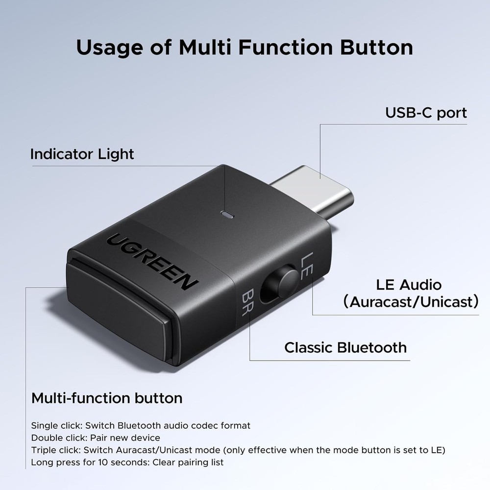 USB-C Bluetooth Adapter with aptX Support - Ideal for PS5 & Gaming Consoles