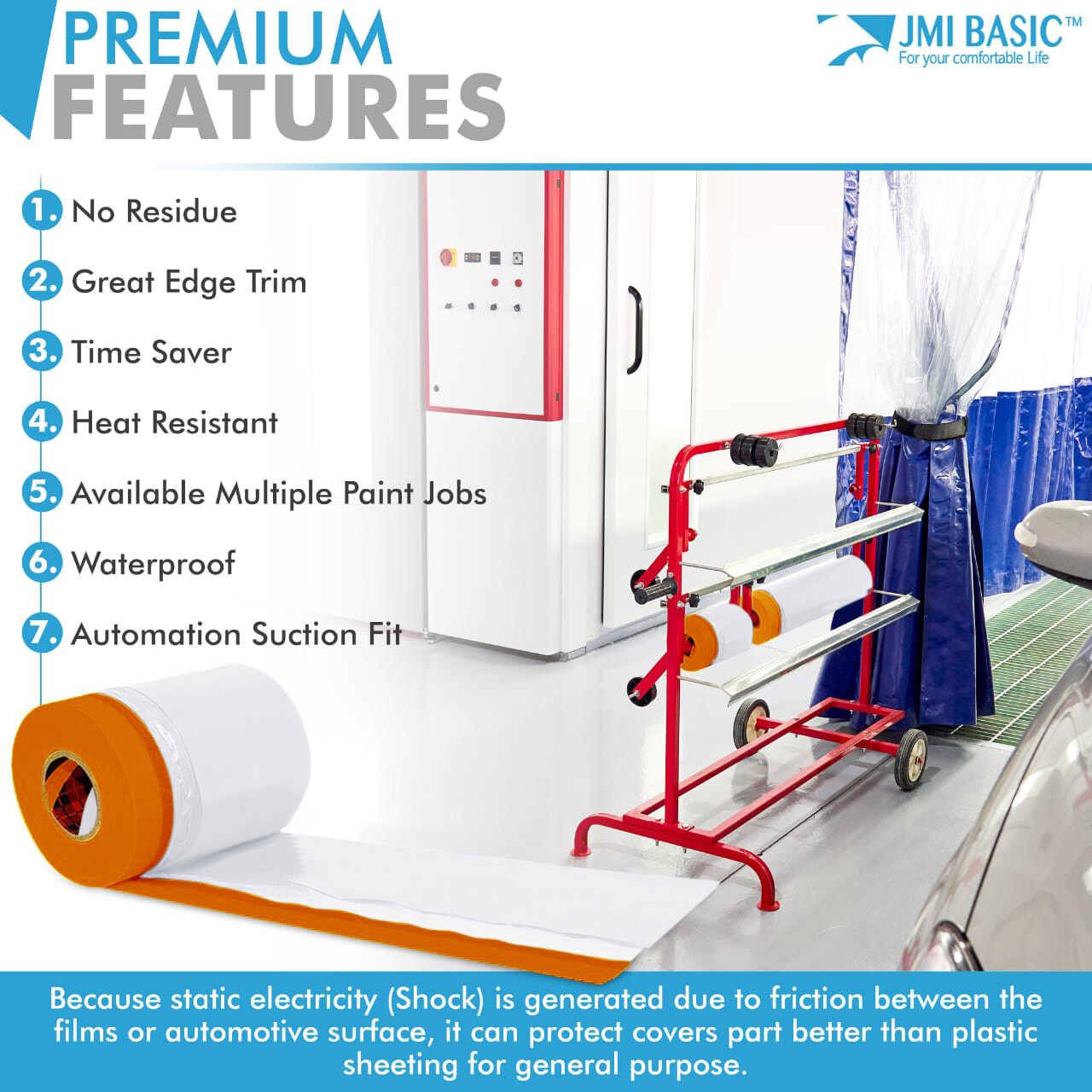 Pre taped Masking Paper - Car Painters Plastic Orange Automotive Paint Tape Film