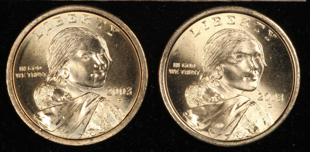 2003 P & 2003 D Native American Sacagawea Dollar $1 - BU - Uncirculated