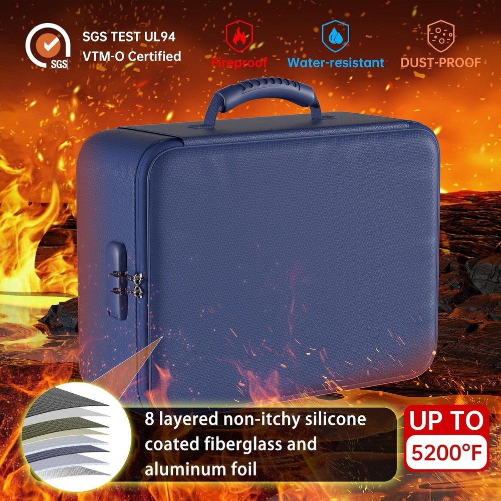 Upgraded Fireproof & Waterproof Document Organizer - 8 Layers for Secure Storage