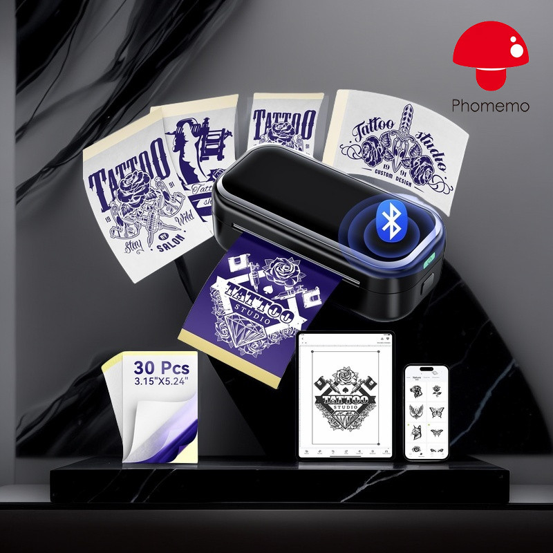 Phomemo TP31 Tattoo Stencil Printer Mini Tattoo Printer w/ 30pcs Transfer Paper