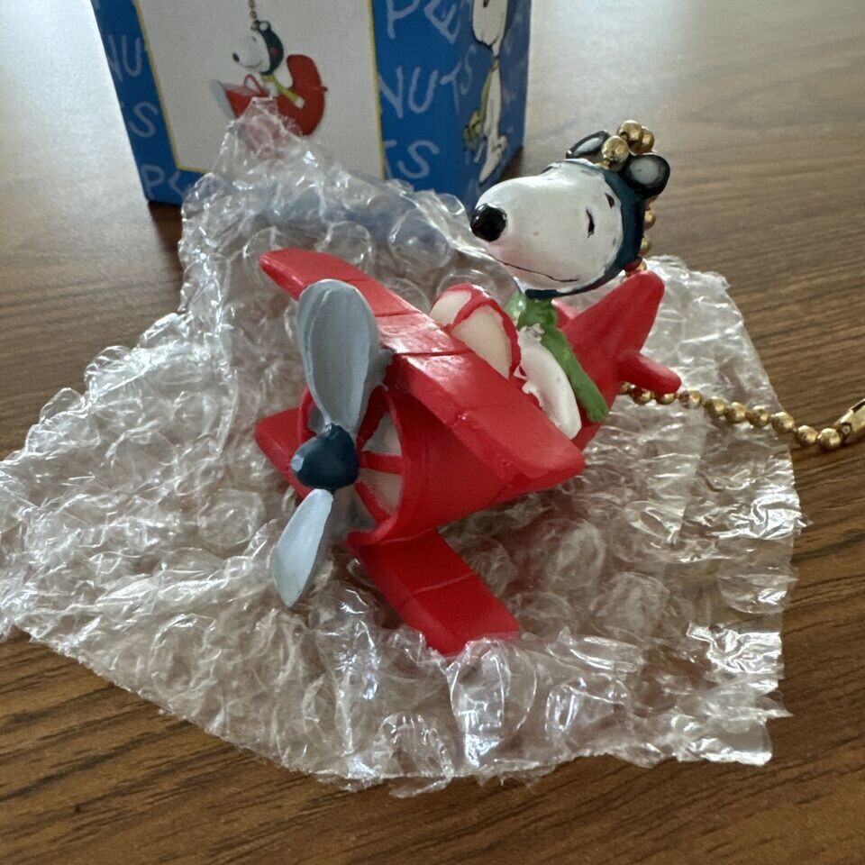 Vintage Peanuts Snoopy Fan Light Lamp Ceiling Pull Bi-Plane Flying Ace 4" Chain
