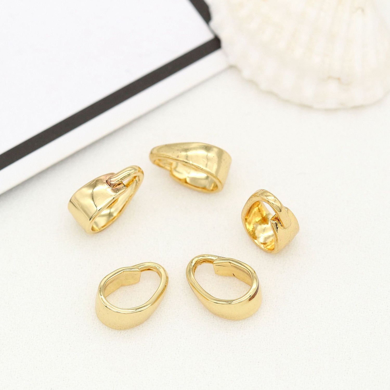 9PCS 18K Gold Plated Brass Necklace Bail Charm Pendant Connector GBF13