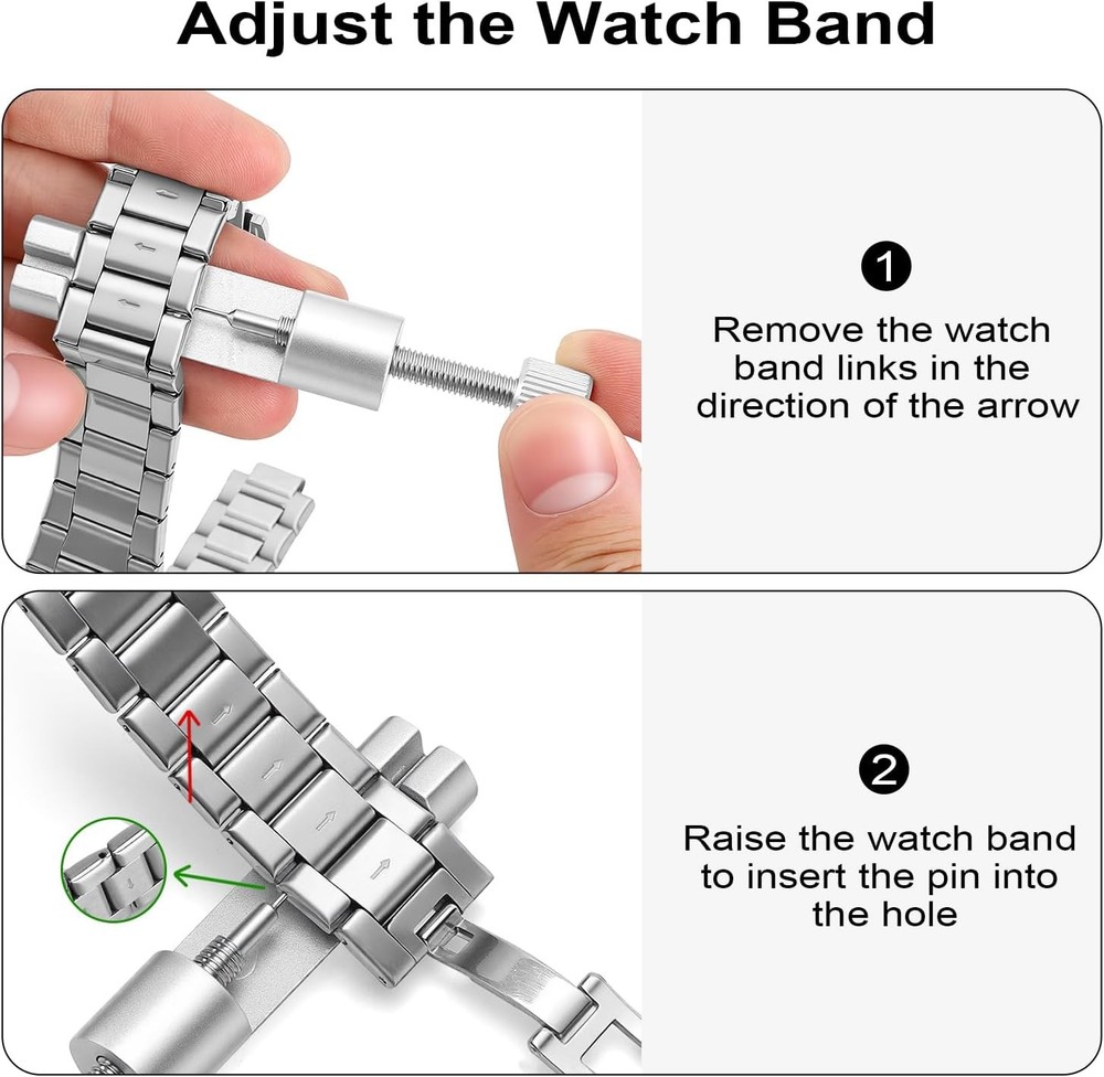 Solid Watch Link Removal Kit, Tools to Adjust and Remove Bracelets，Watch Strap