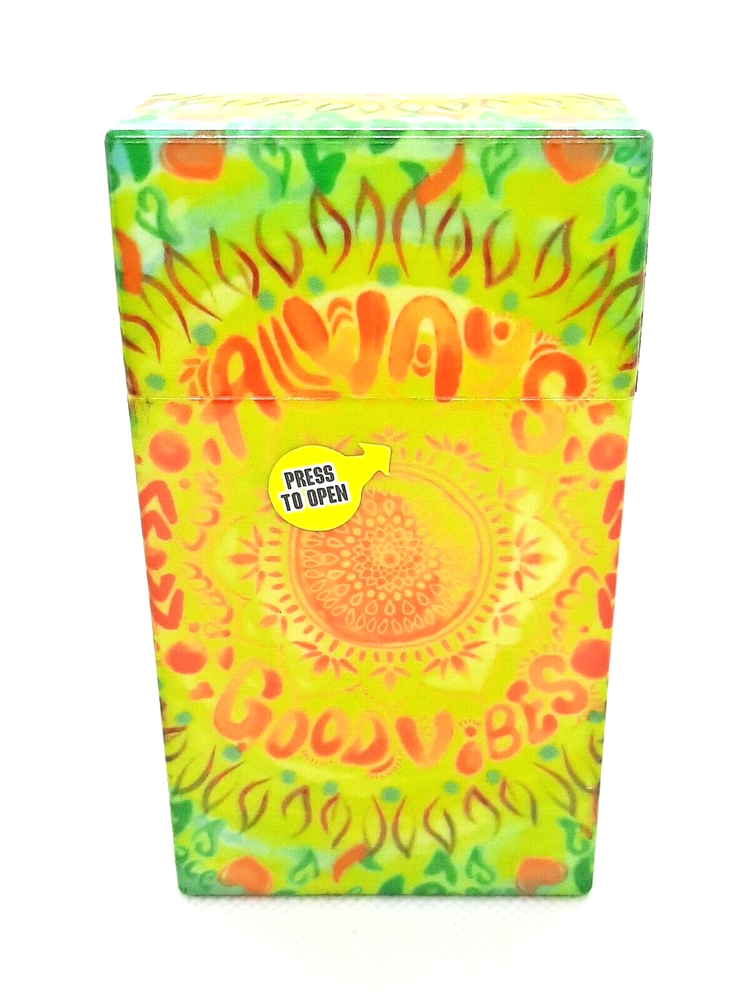 RYO Glossy Good Vibes 100s Size Push To Open Plastic Cigarette Case