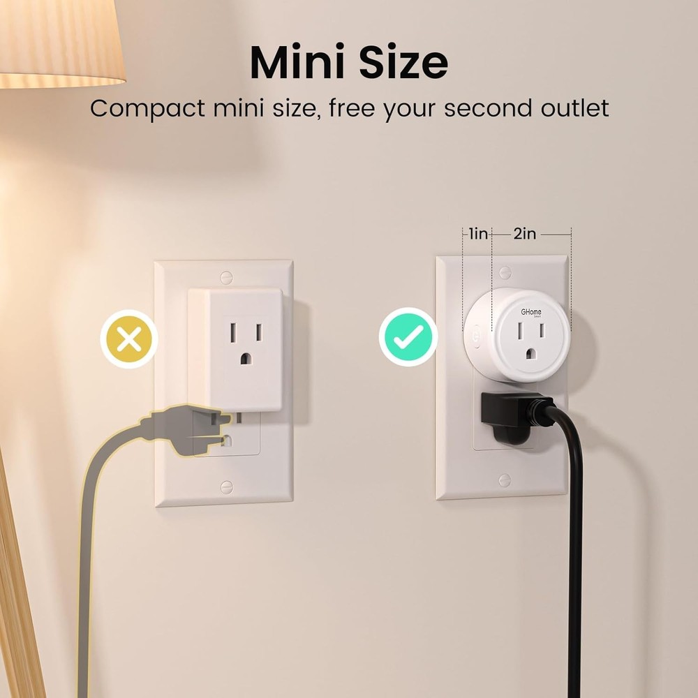 2 Pack Mini Plug Compatible with Alexa & Google Home, WiFi Outlet Socket
