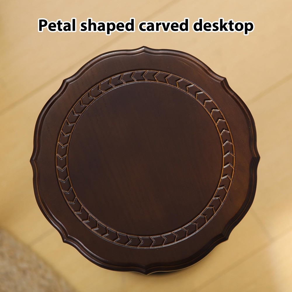 HuiDao 100% Solid Wood Round Side Table, Small Drink Table for Small Spaces, ...