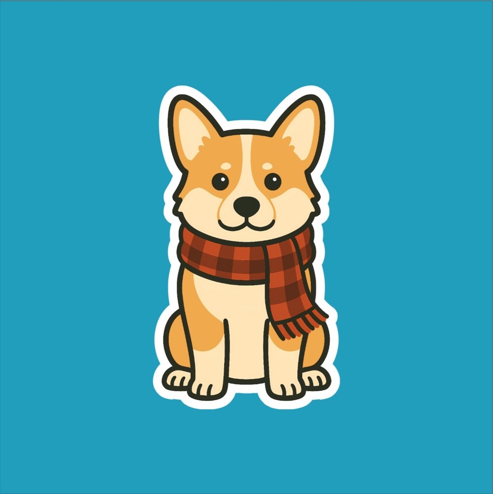 Corgi in Scarf Sticker