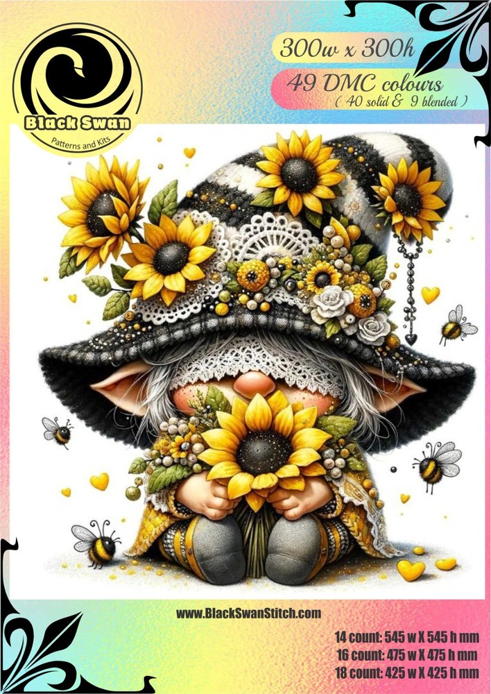 Sunflower Gnome - Chart Counted Cross Stitch Pattern Needlework 1489