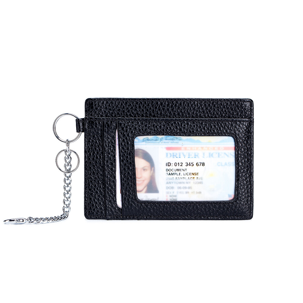 RFID Blocking Small Wallet Slim Card Holder Case Wallet with ID Window Key Ring