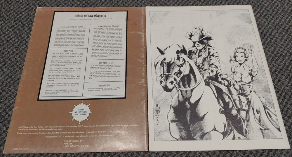 Boot Hill - Mad Mesa Module BH1 - TSR RPG 7701