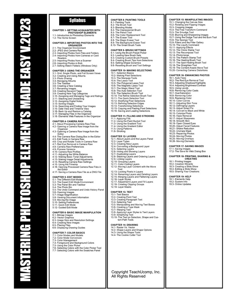 New PHOTOSHOP ELEMENTS 2023 DELUXE Training Tutorial & Quick Reference Guide