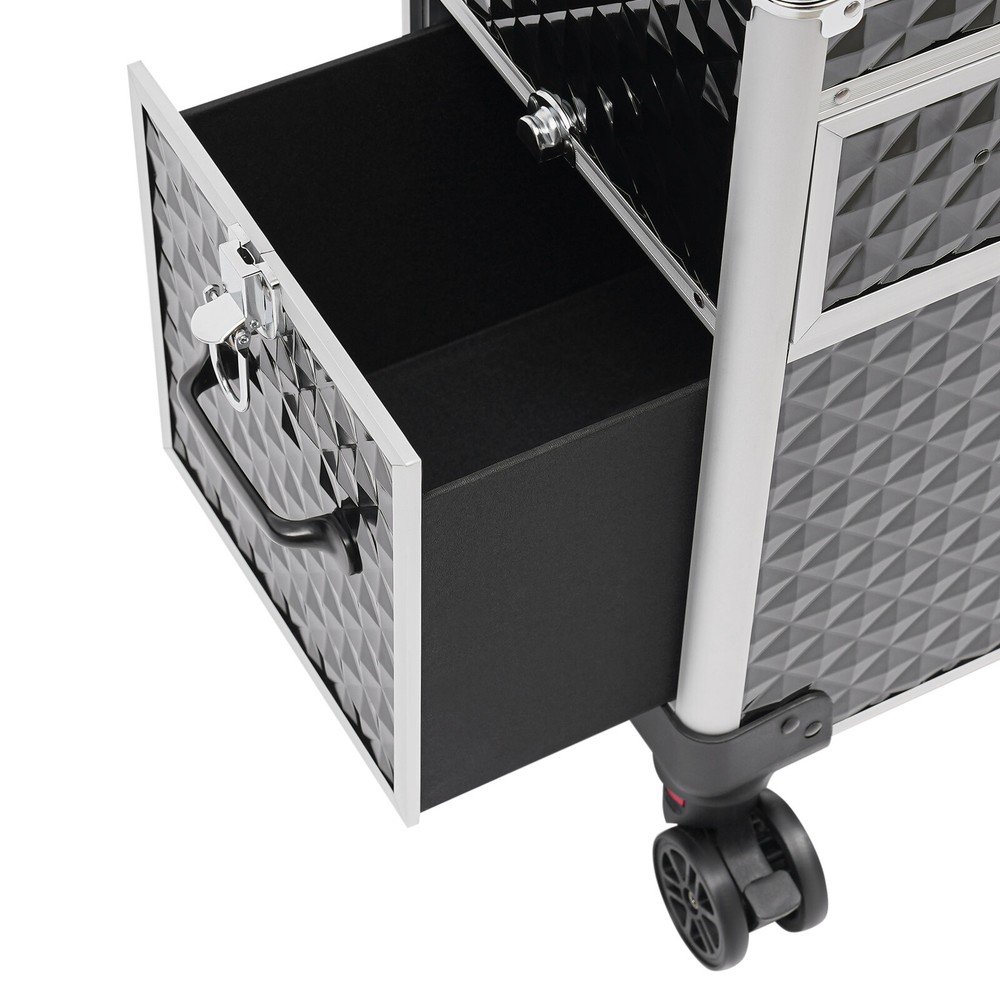 Professional Rolling Makeup Train Case, Multi-functional Cosmetic Trolley, Large