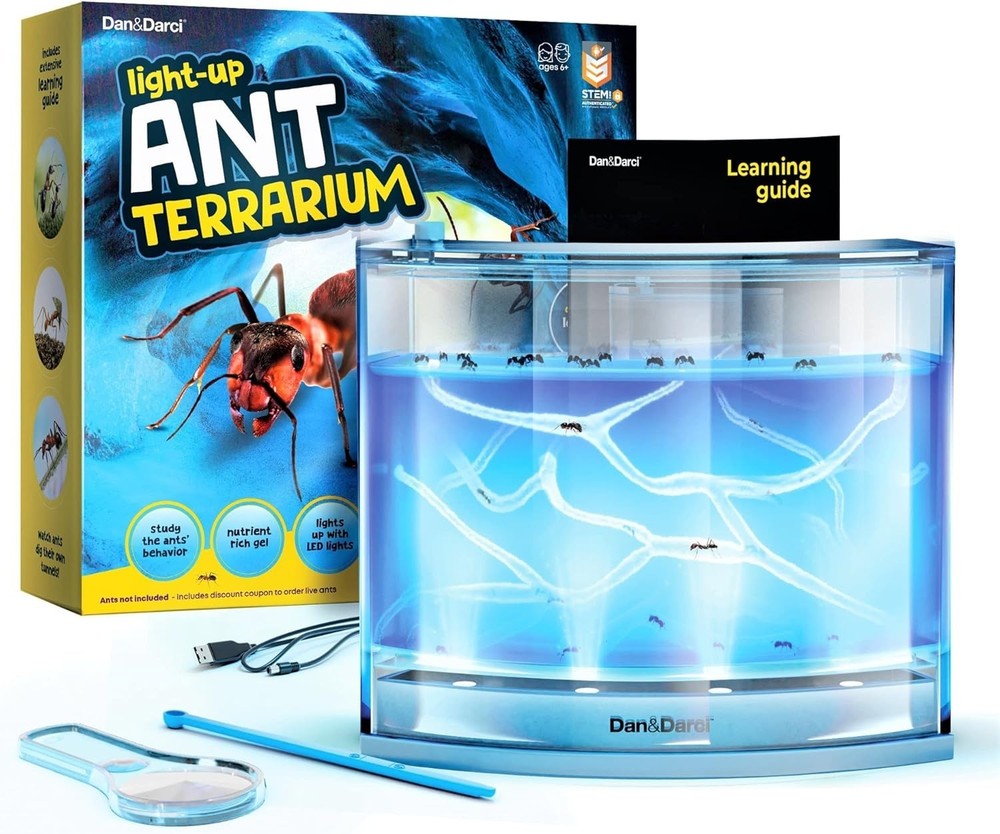 Rechargeable Ant Farm Kit with Learning Guide - Fun STEM Activity for Kids
