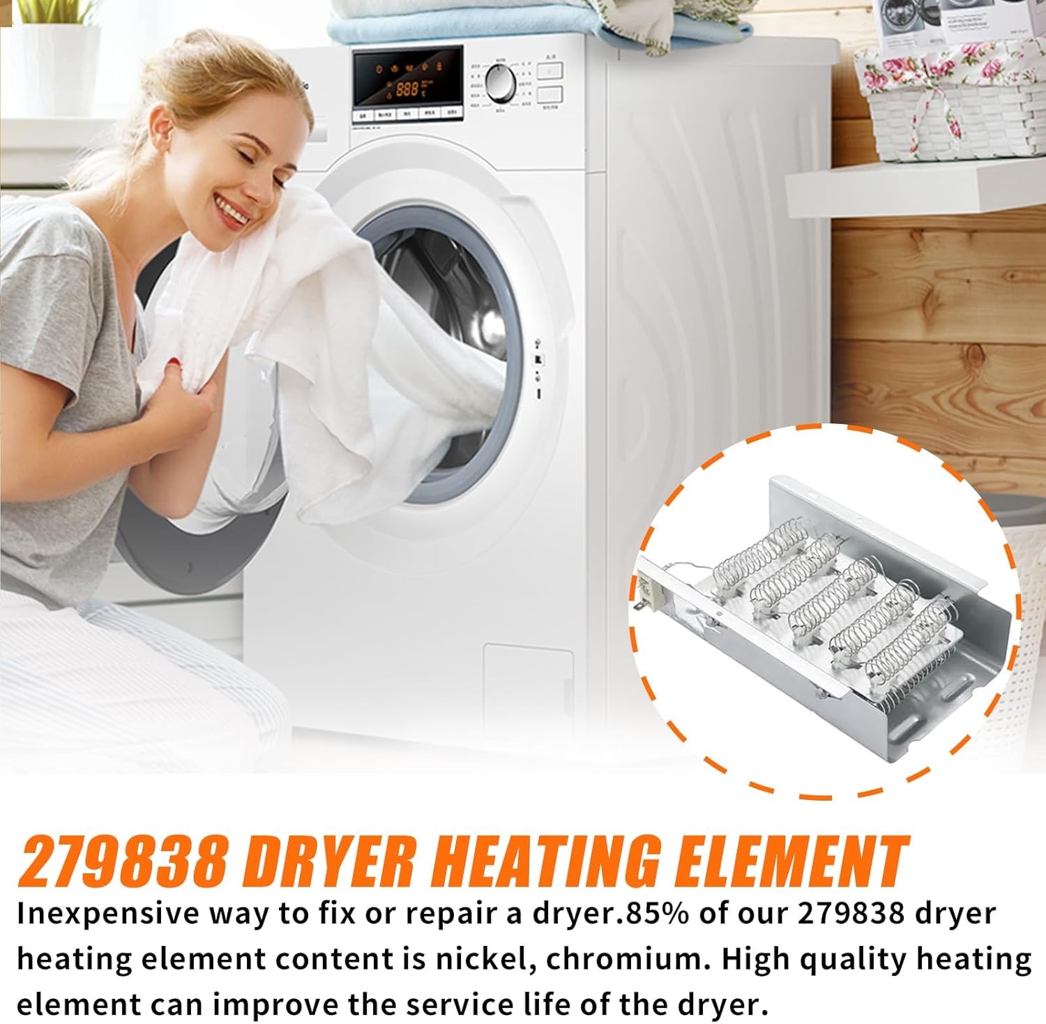 279838 Dryer Heating Element Assembly,Replacement for Whirlpool & Kenmore Dryers