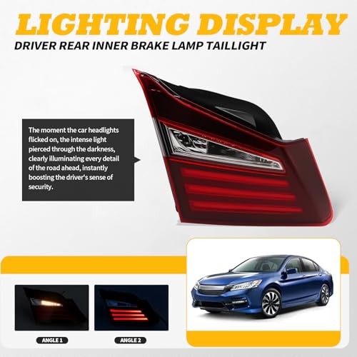 Tail Light Assembly Left Side Compatible with Accord 2016 2017 Driver Rear
