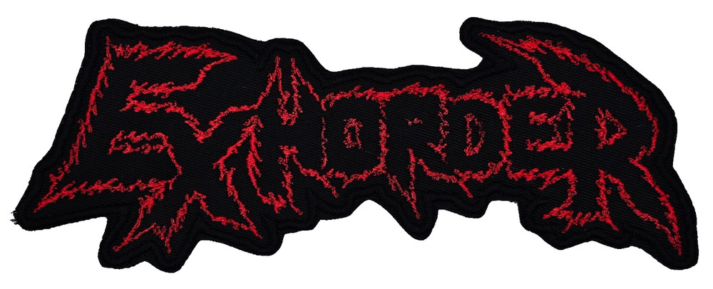 EXHORDER RED LOGO 2 (shaped border) EMBROIDERED PATCH