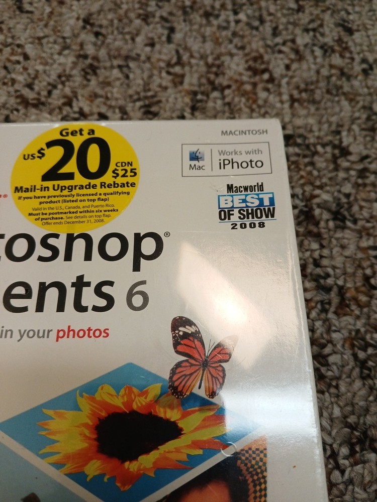 Adobe Photoshop Elements 6 Mac Sealed RTL Box 2008 iPhoto Compatible