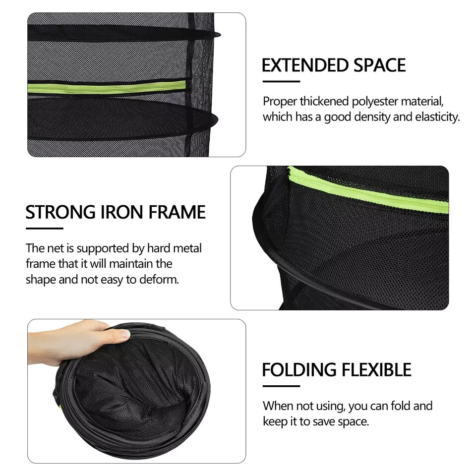 YSSOA Herb Drying Rack Hanging 2 Layer 24'' with Zipper & Hook - Black Mess