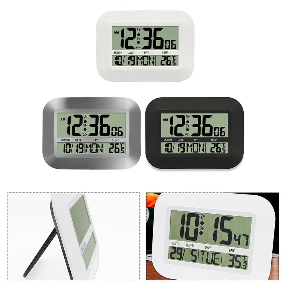Multifunctional LCD Wall Clock with Temperature Display and Alarm Feature