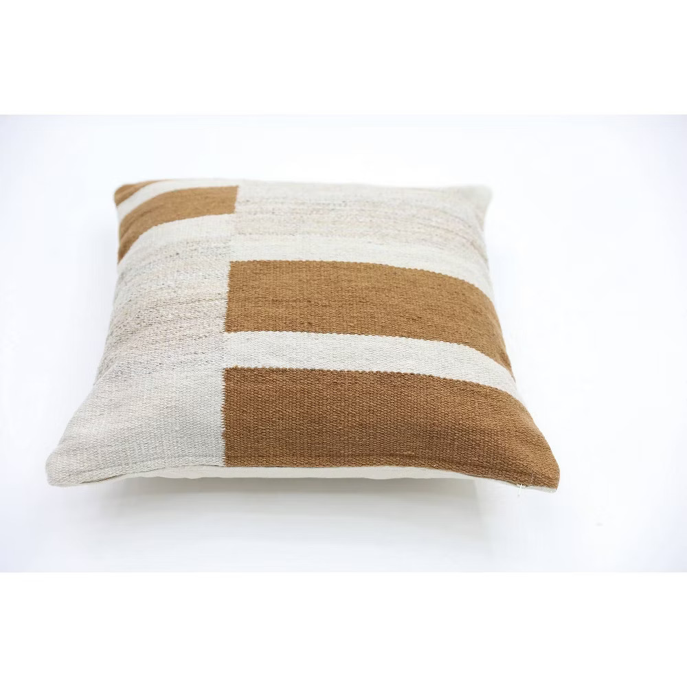 Oversized Blocked Woven Square Throw Pillow Neutral - Threshold