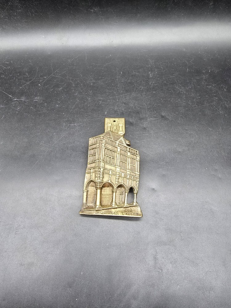Vintage Cast Brass Door Knocker Old Guildhall Exeter Rectangular 59x112mm