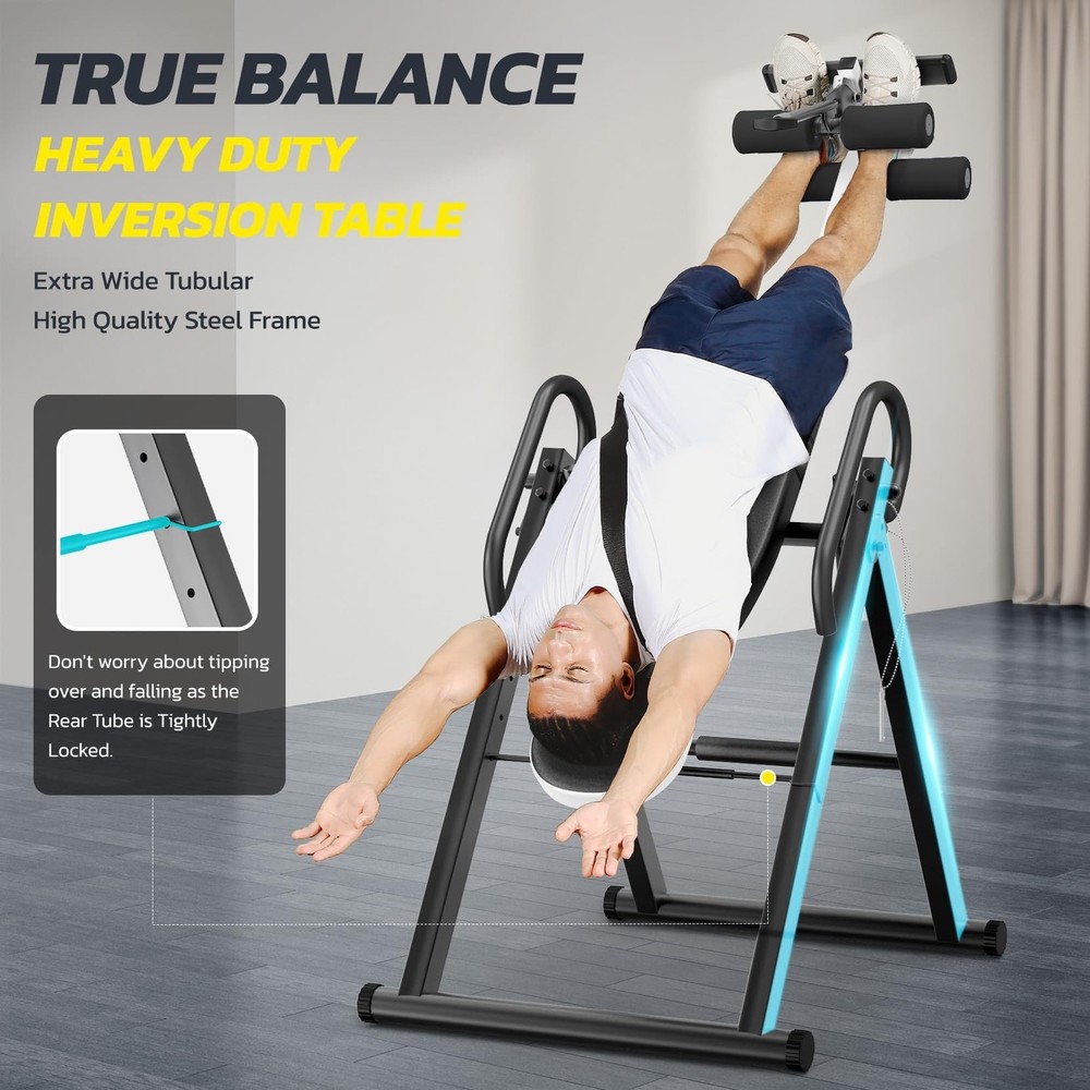 Dripex Heavy Duty Gravity Inversion Table 300 lbs Capacity with Adjustable Pr...