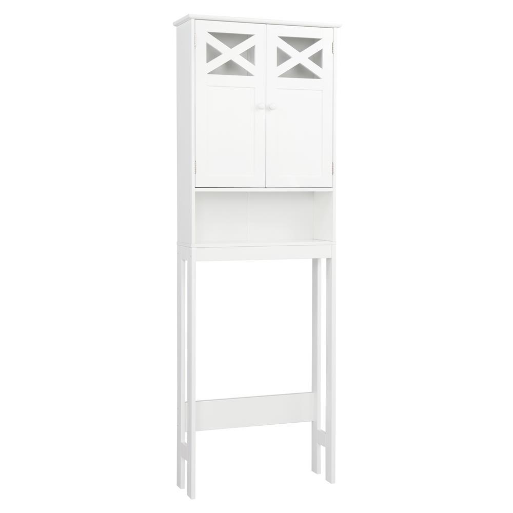 Over the Toilet Bathroom Storage Space Saver Cabinet White 68" H