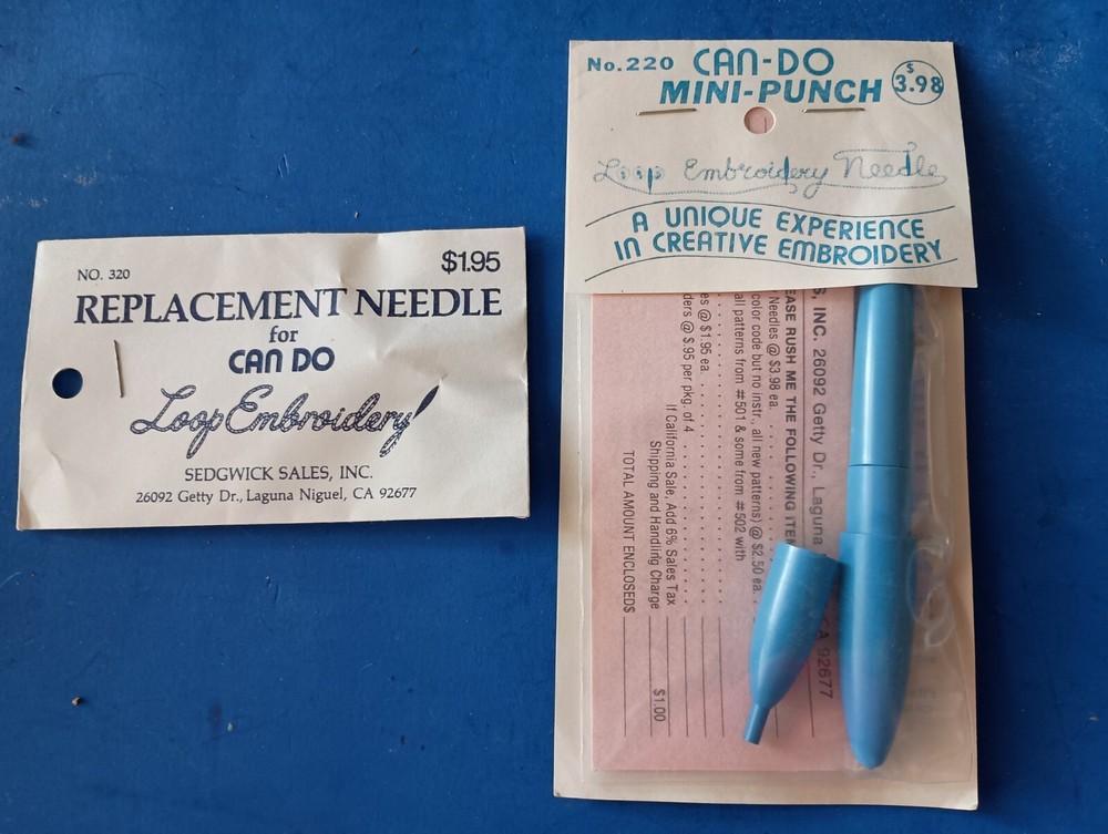 Vtg Can-Do Mini-Punch Loop Embroidery Needle NOS NIP #220 & Extra Replacement