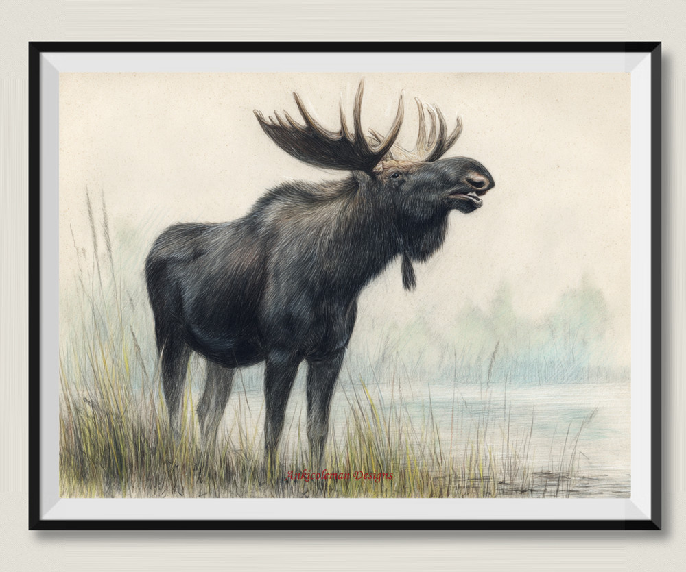 Moose by the Lake - DIY Chart Counted Cross Stitch Patterns Needlework DMC Color