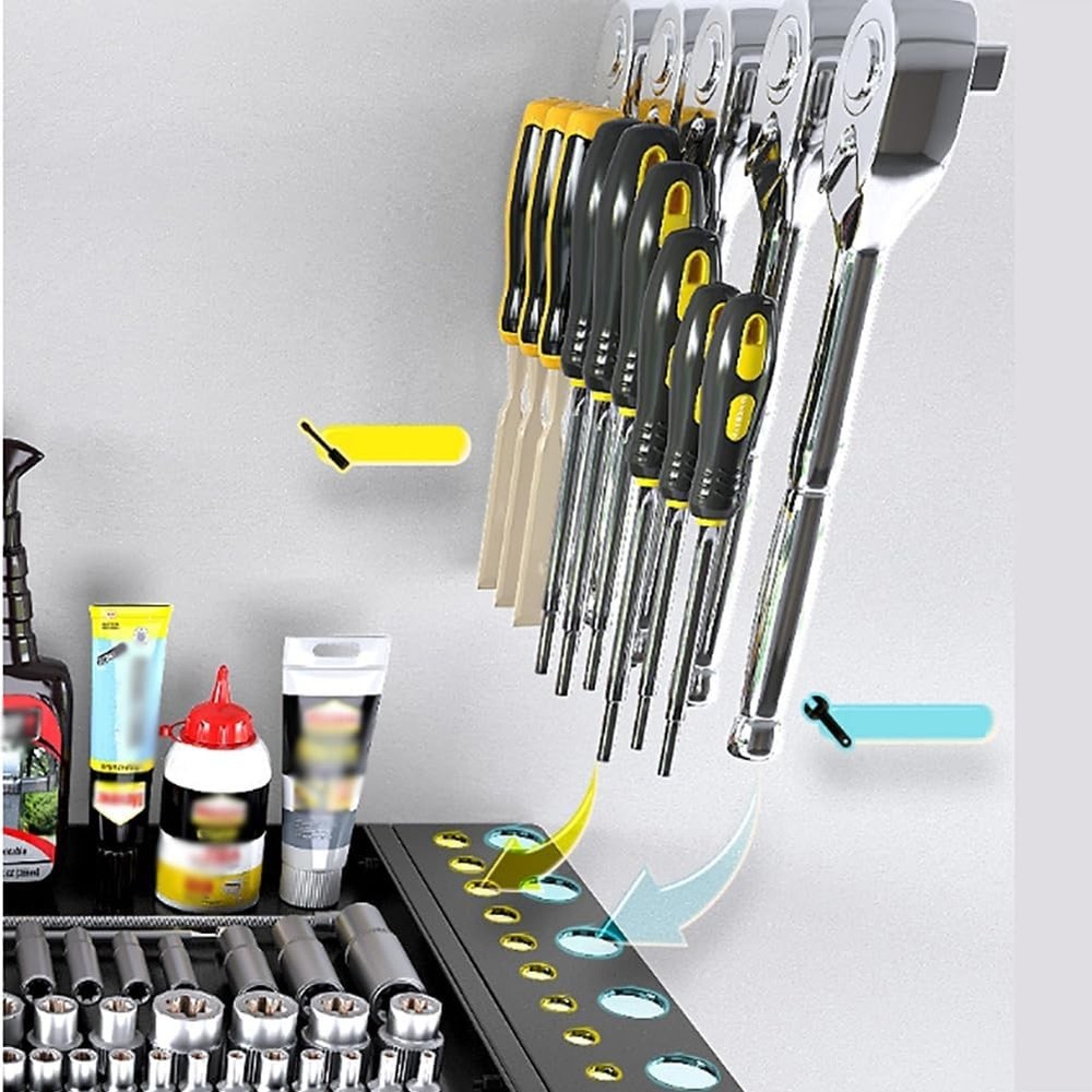 4-Layer Wall Mounted Power Tool Storage Rack with Drill Holder, Screwdriver Rack