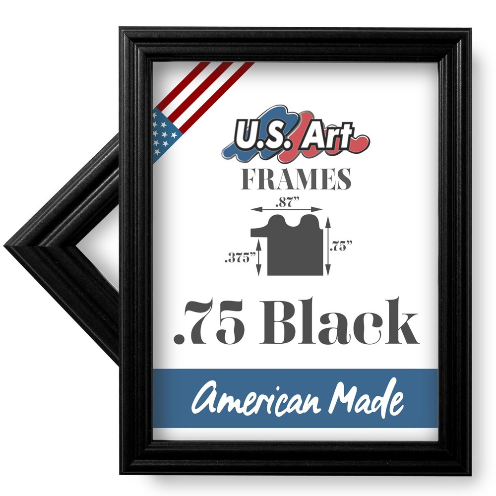 US ART Frames 0.75" Black Solid Poplar Wood Picture Poster Frames S-B