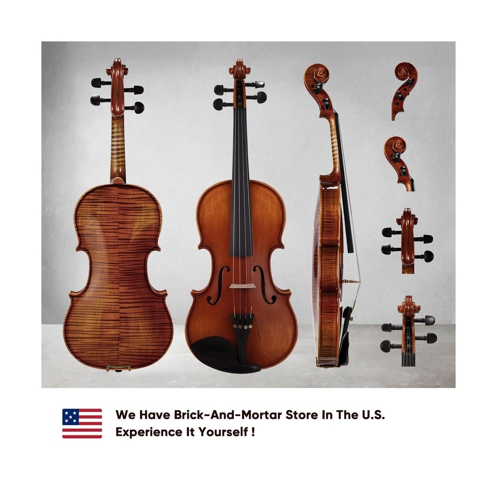 PHOENIX Violin 4/4 Full Size Set, Fiddle Solid Wood for professional Beginner...