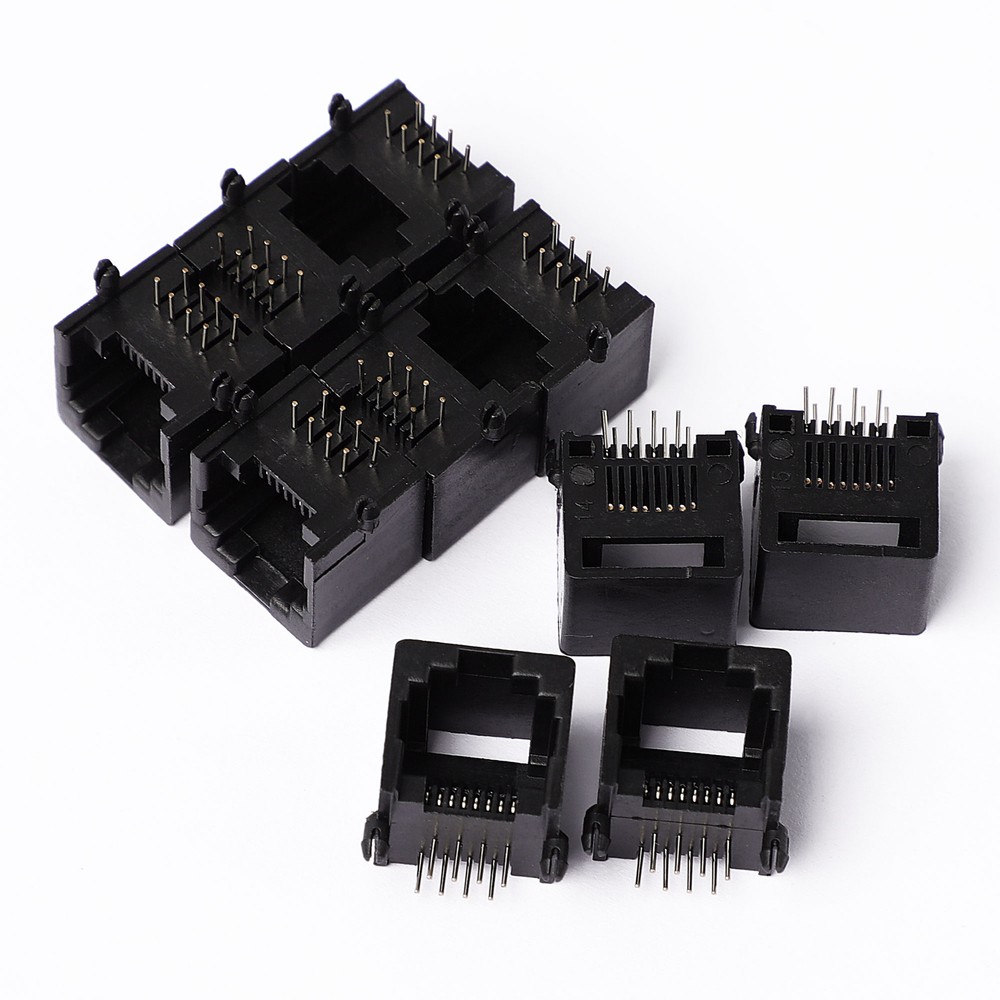 10 Pcs Vertical RJ45 8P8C PCB Jack Modular Mount Network Ethernet Connectors