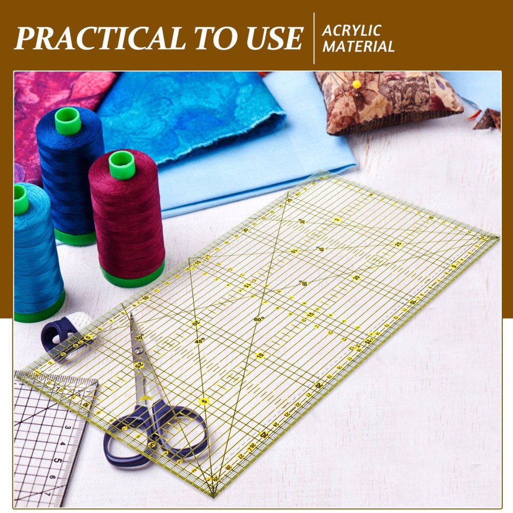 Patchwork Ruler for Quilting Projects with Non Slip Double Color Grid Lines