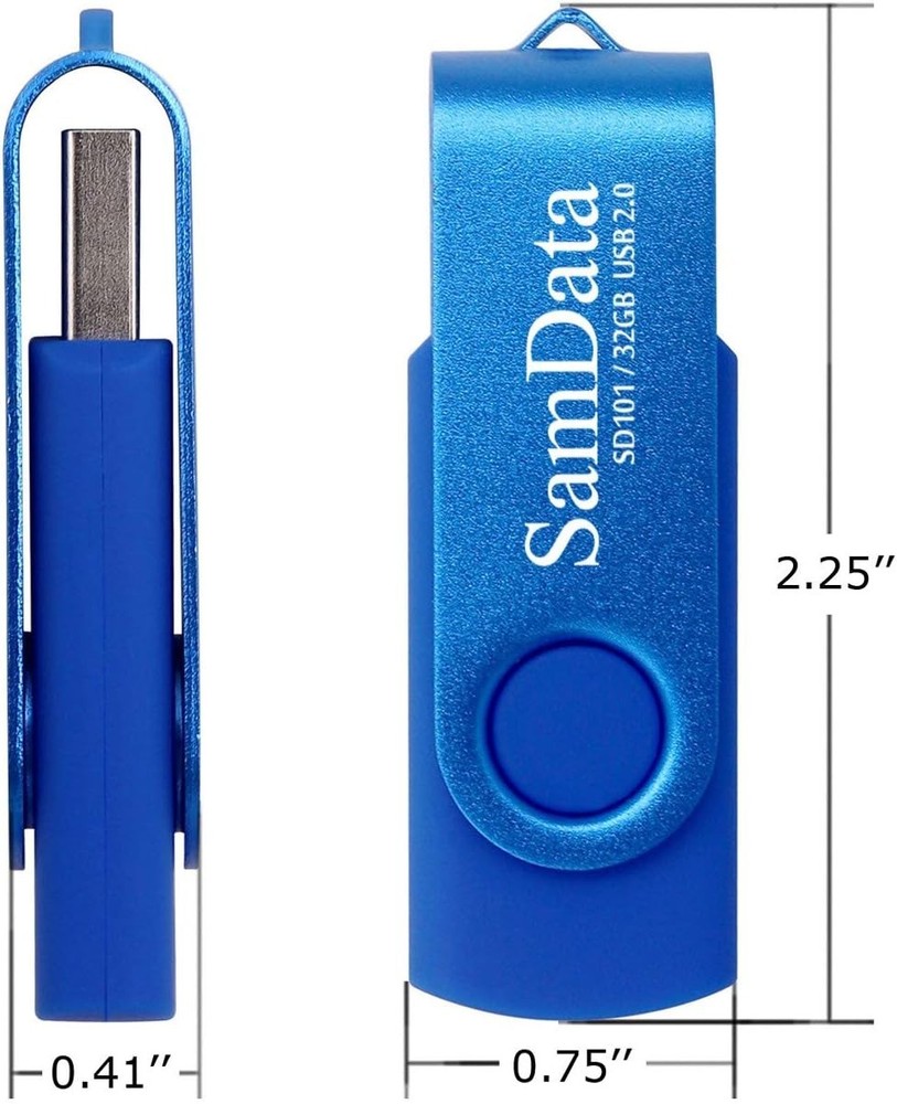 32GB USB Flash Drive 2-Pack with LED Indicator - Black & Blue Memory Sticks