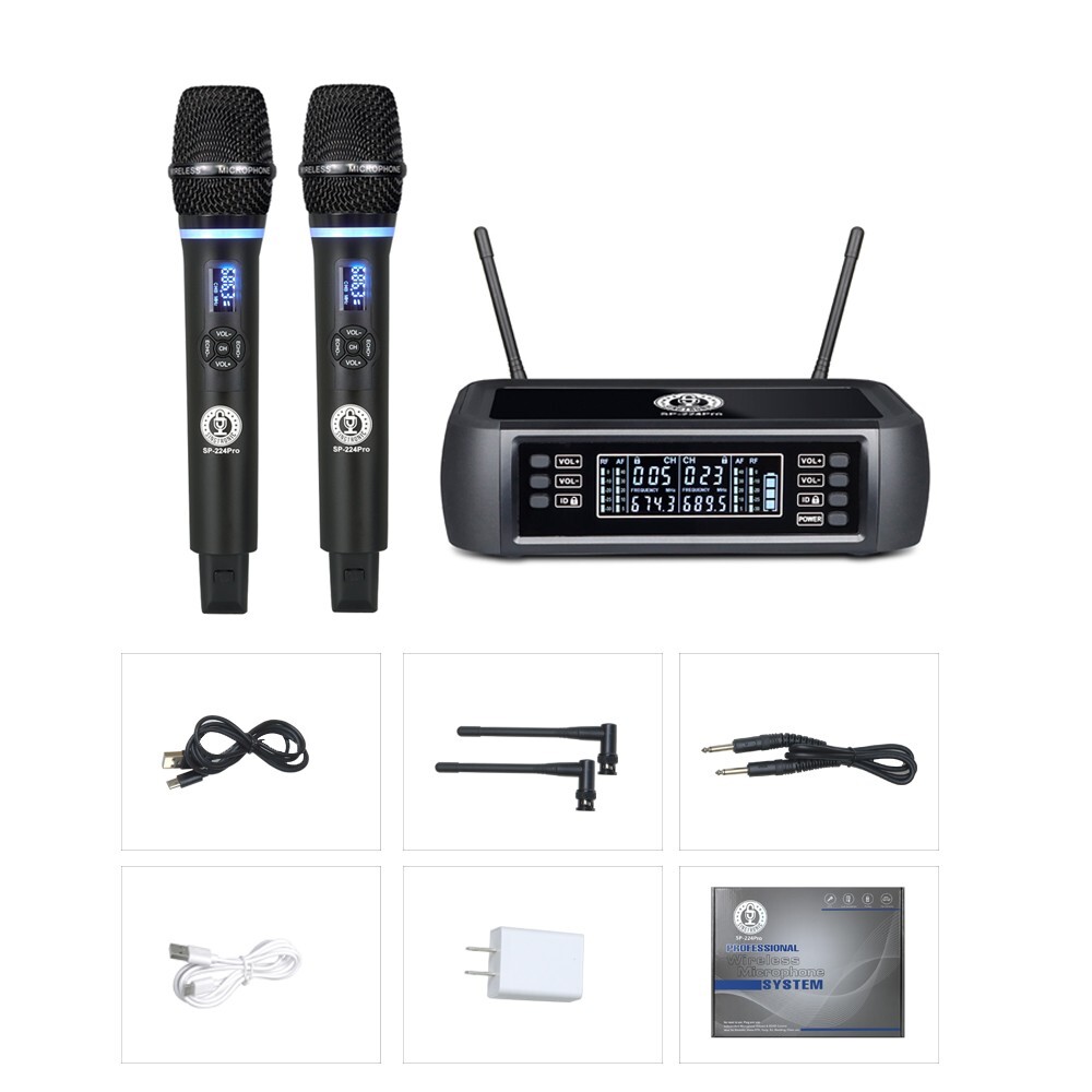 Singtronic SP-224Pro Rechargeable 2 x UHF Wireless Microphone (100% Battery)