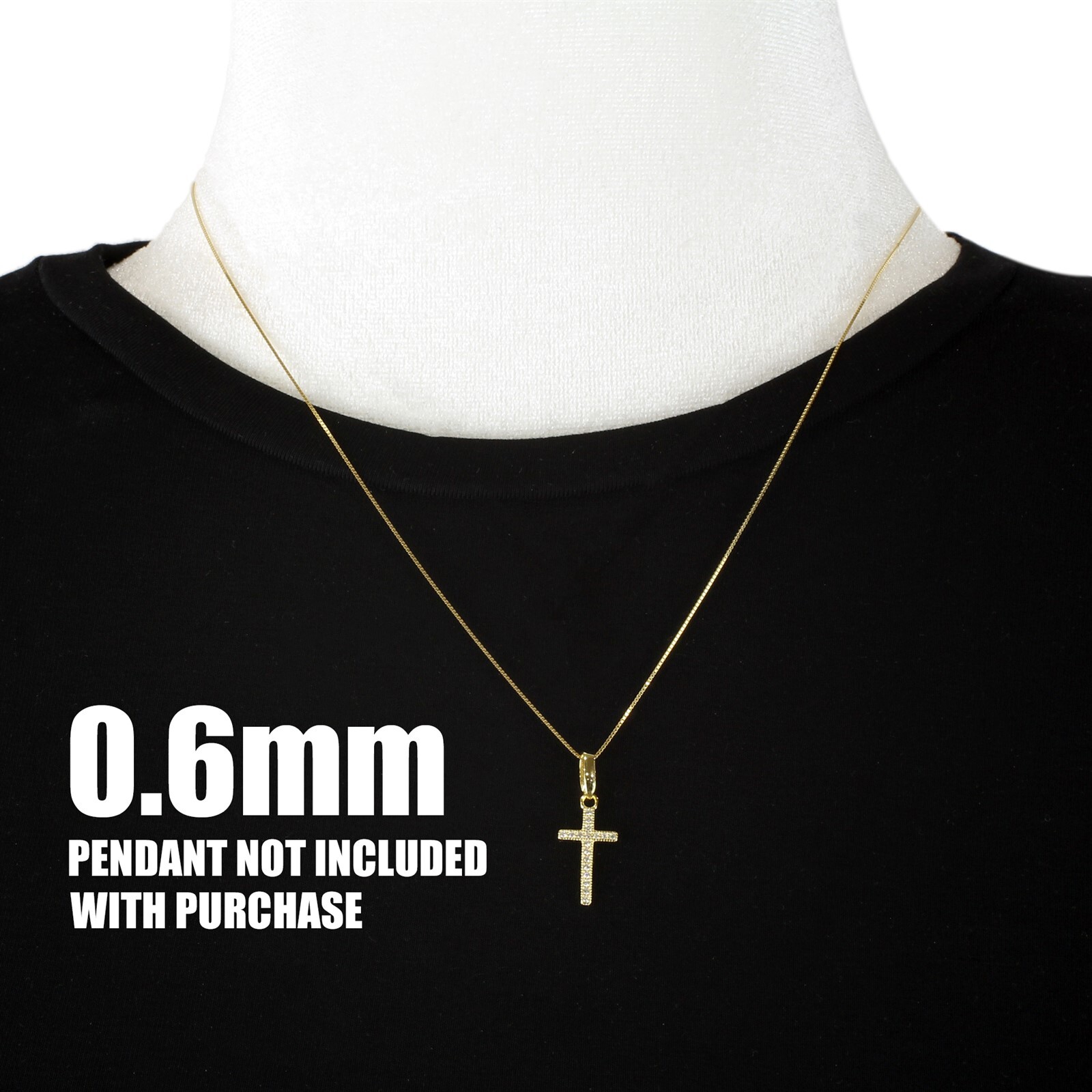 Guaranteed 10K Yellow Gold Solid Box Chain Necklace 0.6mm 14"-24"
