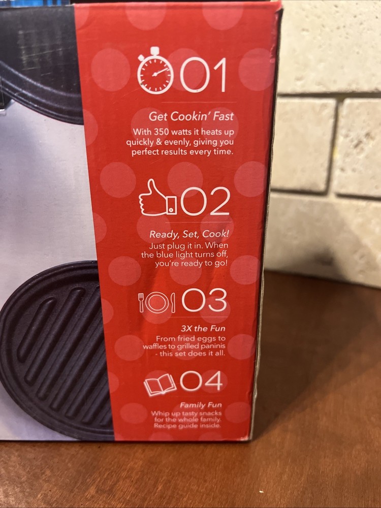 Dash Mini Maker 3-Piece Griddle, Waffle, and Grill Set ~ New