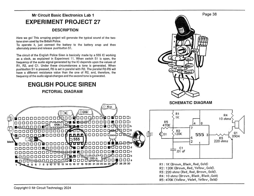 MC1-28 ** Mr Circuit Science ** Experiment Kit -ELECTRONIC CANARY CIRCUIT