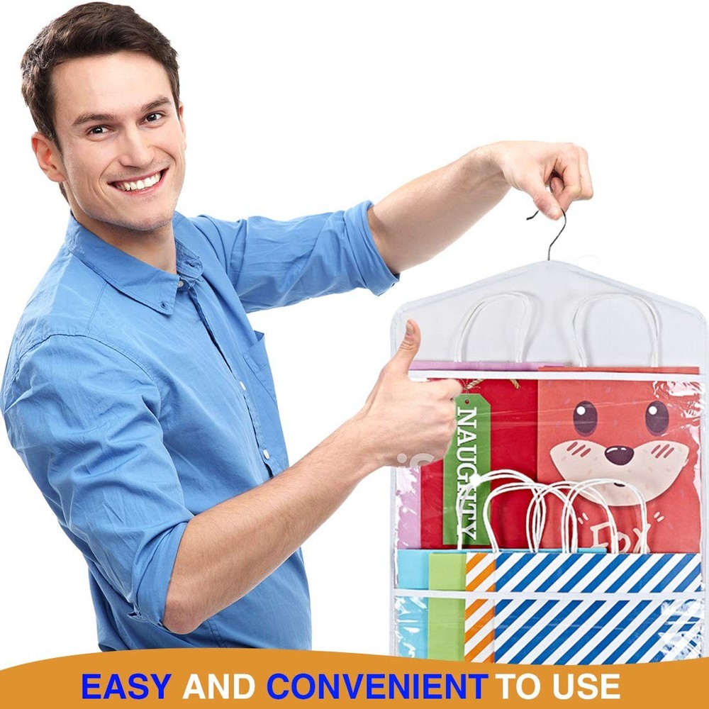 Hanging Double Sided Gift Bag Storage Organizer With Multiple Front And Back Poc