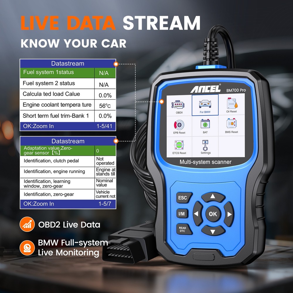 ANCEL BM700 PRO for BMW Scanner Battery Registration Code Reader OBD Diagnostic