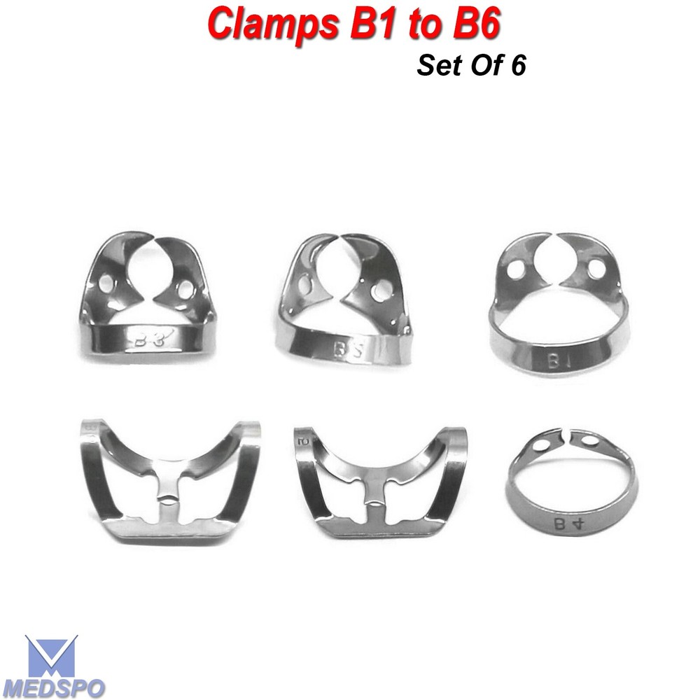Brinker Clamps B1 To B6 Universal Rubber Dam Brinker Clamps Lower-Upper Tool Set