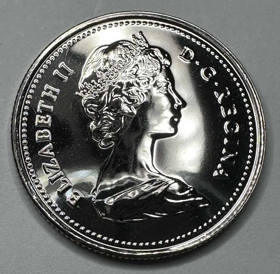 1982 CANADA QUARTER PROOF LIKE 25CENT COIN FROM SET. UNCIRCULATED BEAUTIFUL!!!